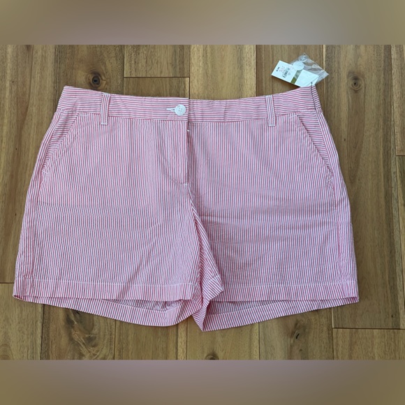 Crown & Ivy size 14 pink and white striped chino pocketed shorts cotton - Picture 10 of 15